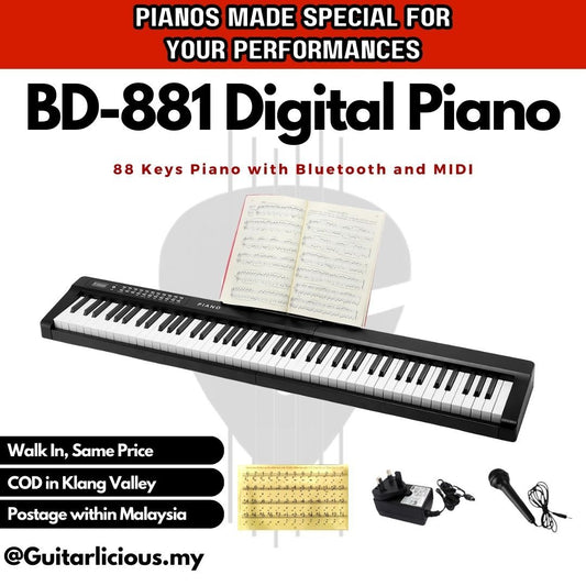 88 Keys Digital Piano with Touch Sensitive , Bluetooth & Midi ( BD-881 / BD 881 / BD881 )