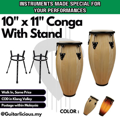 Conga Drum 10 inch x 11 inch with Conga Stand - COB100NW / COB100SB / COB100