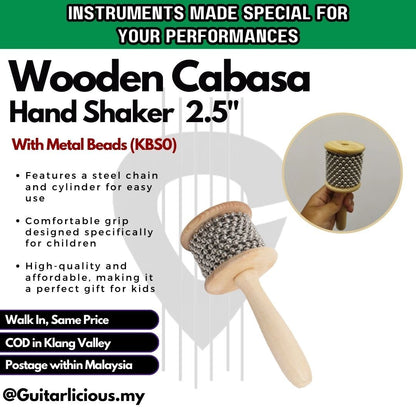 Wooden Cabasa Hand Shaker Percussion Instrument with Metal Beads