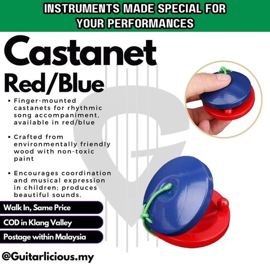 1 pair of Castenet / Castanet / Castanets (Blue & Red) - DP-G10