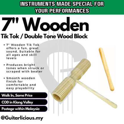 7 inch Wooden Tik Tok / Double Tone Wood Block - G4-1