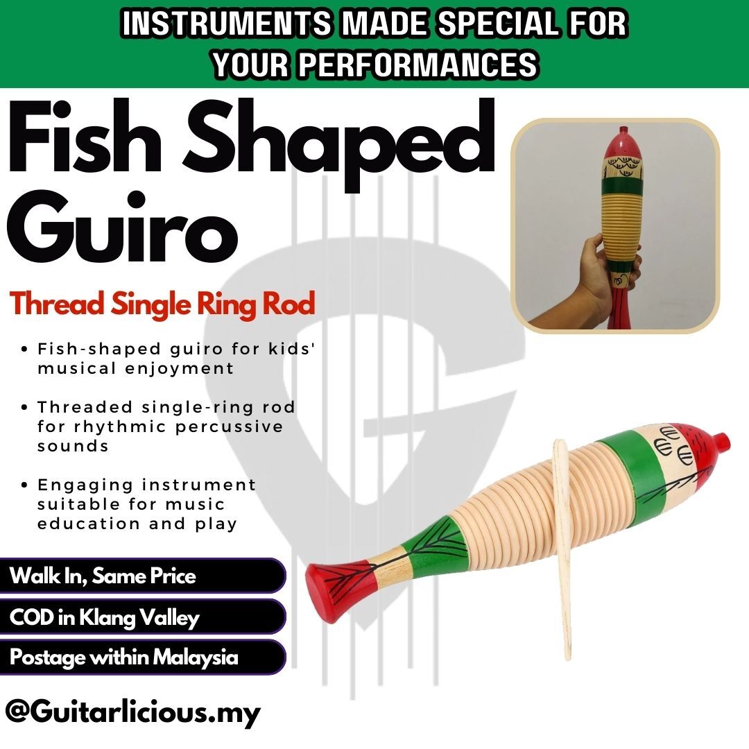 Rub Rod Instrument Fish Shaped Guiro Musical Percussion Instrument Thread Single Ring Rod ...