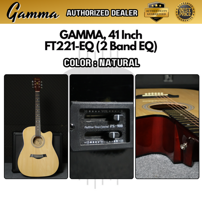 GAMMA Series 41inch Acoustic Guitar with 2 band EQ / Semi Acoustic ( FT221-EQ / FT-221-EQ / FT 221 EQ )