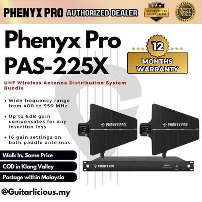 Phenyx Pro PAS-225X UHF Wireless Antenna Distribution System Bundle Active Directional Antennas 8 Outputs ( PAS225X / PAS 225X )