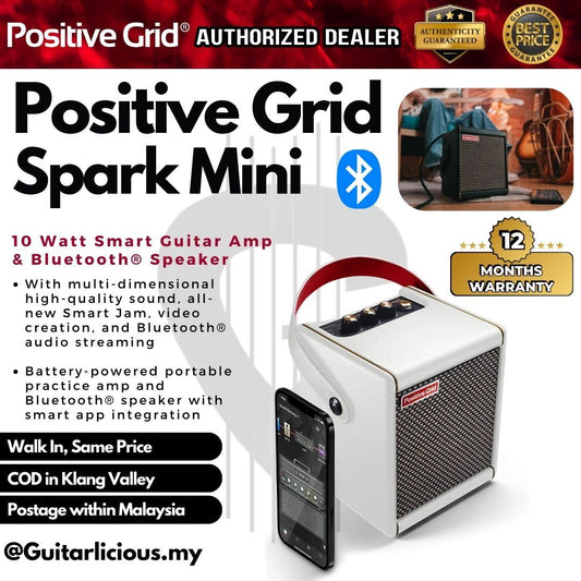 Positive Grid Spark Mini Smart Portable Guitar Amplifier 10 Watts with Bluetooth - White ( SparkMini / WH / Spark-Mini )