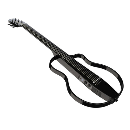 Natasha NBSG Steel String Silent Smart Guitar (with apps Control, and Free Wireless Transmitter & Receiver) - Black