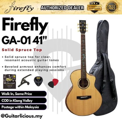 Firefly GA-01 Solid Spruce Top 41 inch Acoustic Guitar with Beveled Arm Rest ( GA01 / GA 01 )