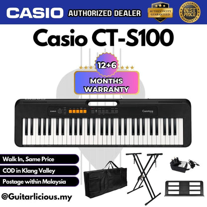 CASIO CT-S100 61-Keys Casiotone Portable Keyboard, Bundle Set ( CTS100 / CT S 100 )