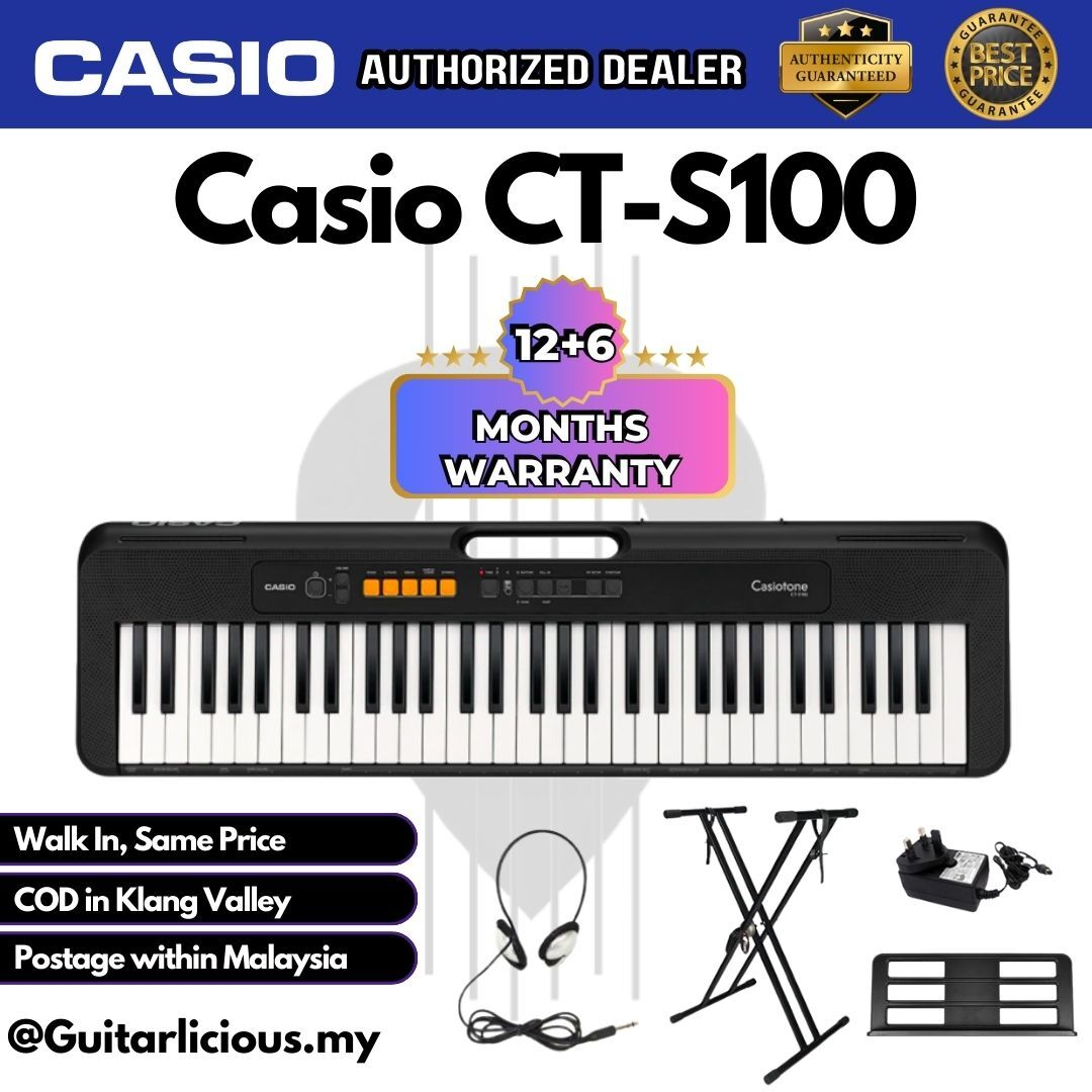 CASIO CT S100 61 Keys Casiotone Portable Keyboard Bundle Set CTS100 GUITARLICIOUS