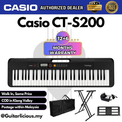 CASIO CT-S200 61-Keys Casiotone Portable Keyboard, Bundle Set BLACK (CTS200 / CTS 200 / CT S 200 / BK)