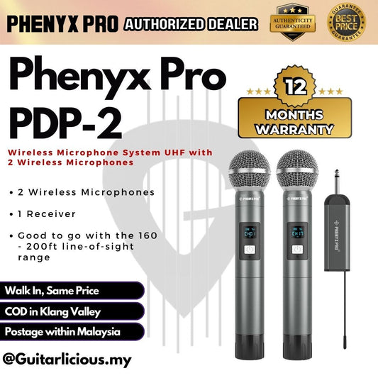 Phenyx Pro PDP-2H Dual Channel Digital Portable 2 x UHF Wireless Professional Handheld Microphone , 900mhz PDP-2 PDP2H