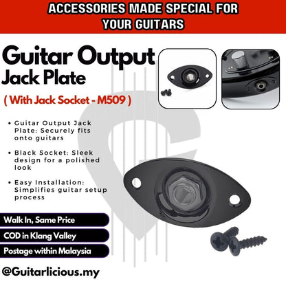 Guitar Output Jack Plate with Guitar Jack Socket (Black) M509 / (Chrome) M197