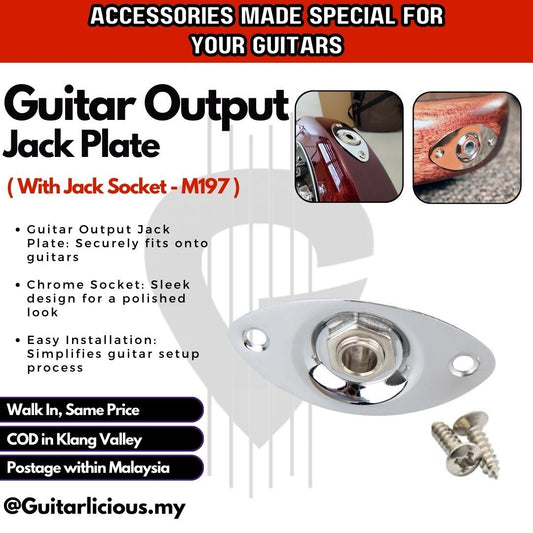 Guitar Output Jack Plate with Guitar Jack Socket (Black) M509 / (Chrome) M197