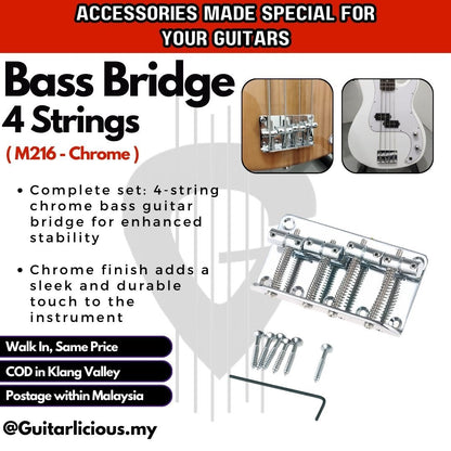 Bass 1 set 4 Strings Chrome Bass Guitar Bridge - M216