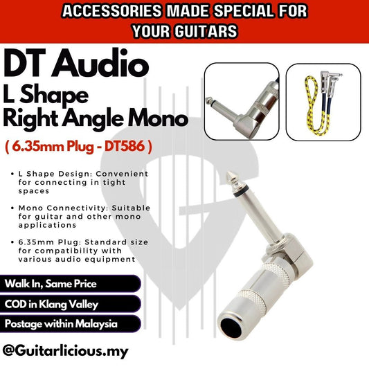 DT Audio L Shape / Right Angle Mono / 6.35mm Plug for Guitar Cable - DT586