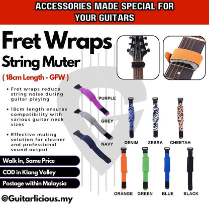 Guitar Gear Fret Wraps Strings Mute Muter 18cm Length Fretboard Muting Wraps Dampener for Acoustic Classical Electric Bass (GFW)