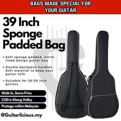 Standard Size Sponge Padded Acoustic Guitar Bag - 39 inch / 41 inch (B39 / B41 )