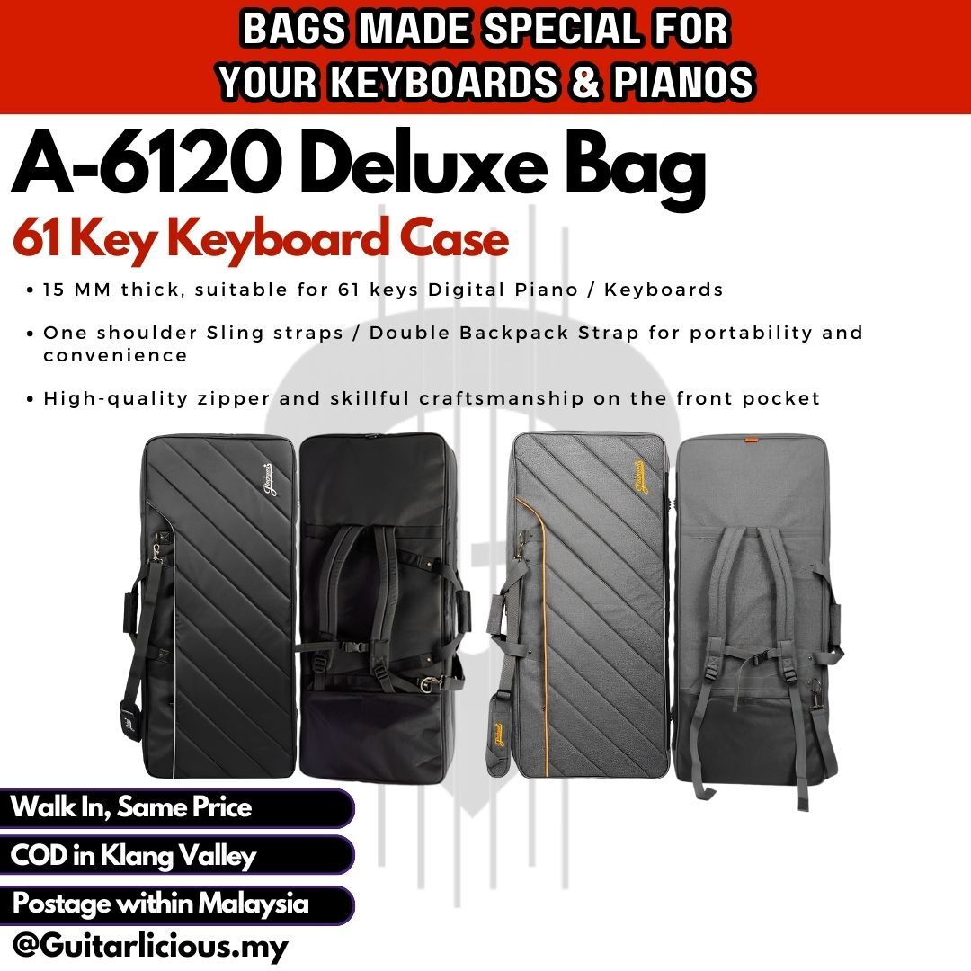 Deluxe 61 Keys Keyboard Bag / Soft Case / Backpack (A-6120) with 15mm Thick Padding (105cm x 45cm x 15cm thick)