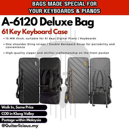 Deluxe 61 Keys Keyboard Bag / Soft Case / Backpack (A-6120) with 15mm Thick Padding (105cm x 45cm x 15cm thick)