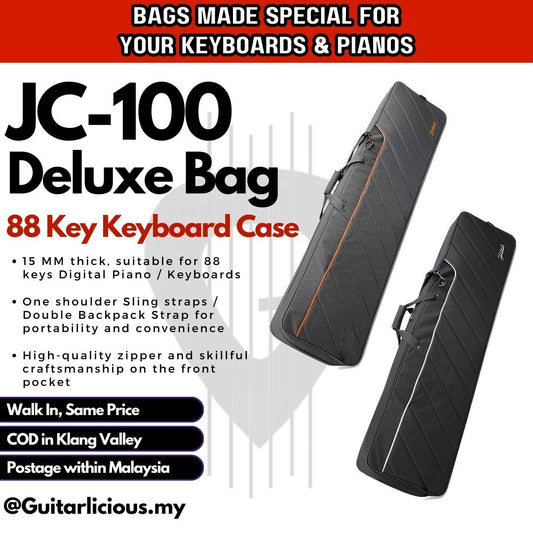 Deluxe 88 Keys Keyboard Bag / Soft Case / Backpack (JC-100) with 15mm Thick Padding (139cm x 34cm x 17cm thick)