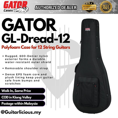 Gator GL-DREAD-12 Rigid EPS Polyfoam Lightweight Case for 12-String Dreadnought Guitars