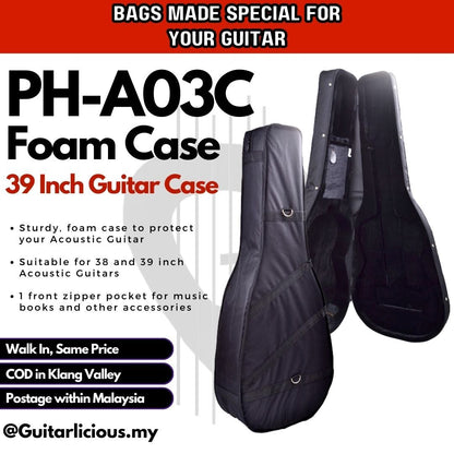 High Quality 39 inch Acoustic / Classical Guitar Polyfoam Case (PH-A03C)