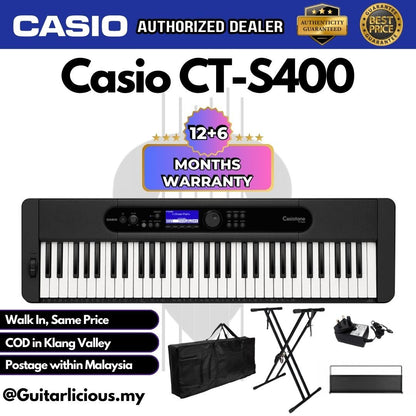 CASIO Casiotone CT-S400 61-Keys Ultra Portable Arranger Keyboard Bundle Set (CTS 400 / CTS400 / CTS-400)