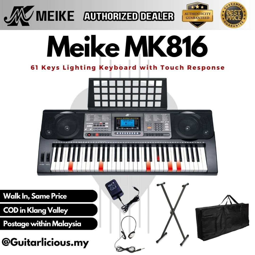 Meike MK816 61-key Portable Lighting Keyboard with Touch-response