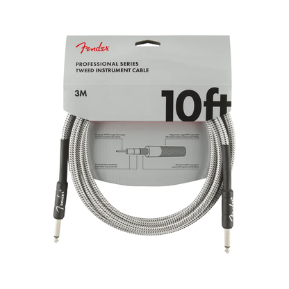 Fender Professional Series Instrument Cable, 10inch Straight/Straight - White Tweed