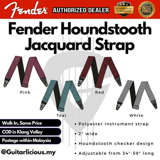 Fender Houndstooth Jacquard Guitar Strap for Electric / Acoustic / Bass Guitar Strap - Pink / Teal / Red / White