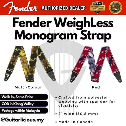 Fender WeighLess Monogram Guitar Strap for Electric / Acoustic / Bass Guitar Strap