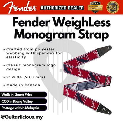 Fender WeighLess Monogram Guitar Strap for Electric / Acoustic / Bass Guitar Strap