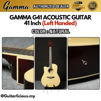 Gamma G41 , 41 inch Left Handed Dreadnought with Cutaway Acoustic Guitar ( Lefty / Kidal / G41LH / G41-LH )