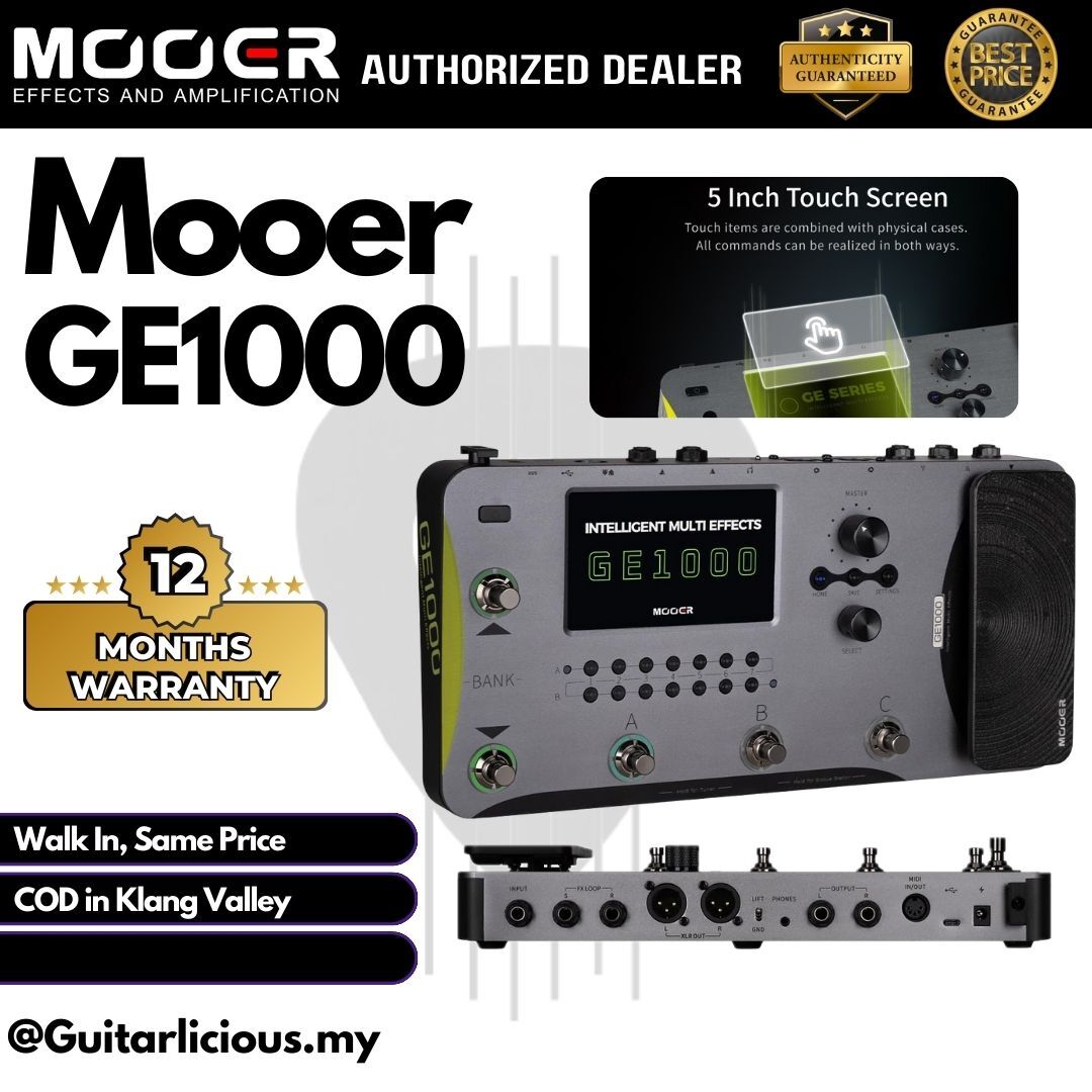 MOOER GE1000 Guitar Amp Modelling and Multi Effects Pedal with Touch ...