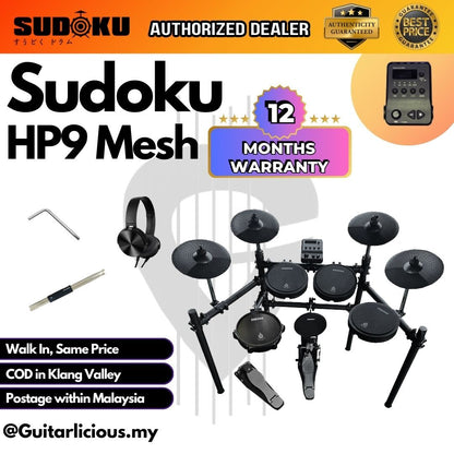 SUDOKU Sudoku Home Practice HP9 Gen 2 Full Mesh Black Electronic Drum Set Kit ( HP 9 Mesh / HP-9-Mesh / HP9-Gen2 )