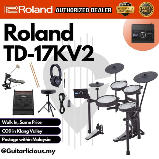 Roland TD-17KV2 V-Drums Digital Drum Electronic Drum / Headphone, Kick Pedal, Throne & Drumsticks ( TD17KV2 / Gen 2 )