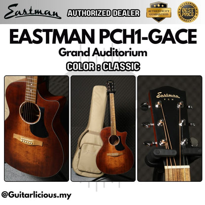 Eastman PCH1-GACE Grand Auditorium Acoustic Guitar w Eastman Pickup by Fishman , Solid Spruce Top - Vintage (PCH)