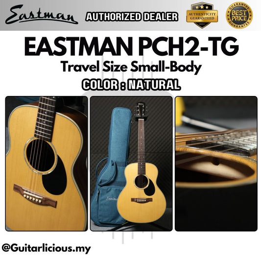 Eastman PCH2-TG Travel Size Small-Body Acoustic Guitar, Solid Thermo-Cured Sitka Spruce Top - Natural ( PCH2 TG / NAT )