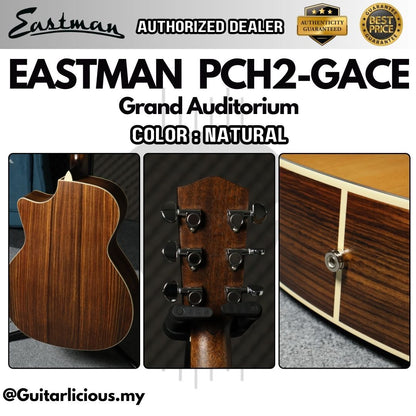 Eastman PCH2-GACE Grand Auditorium Solid Spruce Top Acoustic Guitar with Pickup by Fishman - Natural ( PCH2 GACE / NAT )