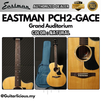 Eastman PCH2-GACE Grand Auditorium Solid Spruce Top Acoustic Guitar with Pickup by Fishman - Natural ( PCH2 GACE / NAT )