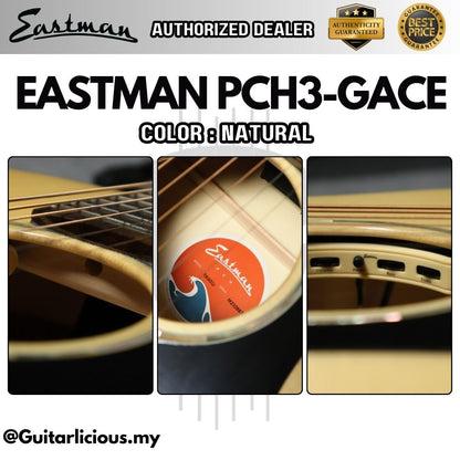 Eastman PCH3-GACE Acoustic Electric Guitar, Solid Sitka Spruce Top with Eastman Pickup Fishman - Natural / PCH3 GACE NAT