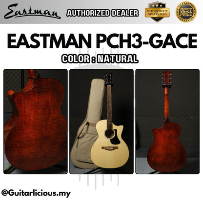 Eastman PCH3-GACE Acoustic Electric Guitar, Solid Sitka Spruce Top with Eastman Pickup Fishman - Natural / PCH3 GACE NAT