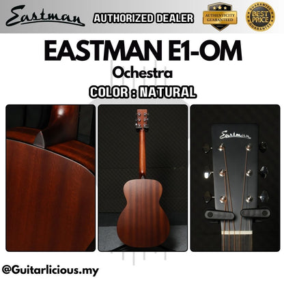 Eastman E1-OM Ochestra Solid Sitka Spruce Top & Solid Sapele Back and Sides - Natural ( E1OM-NAT / E1-OM-NAT / E1 OM )