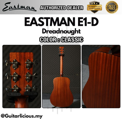 Eastman E1-D Dreadnought Solid Sitka Spruce Top & Solid Sapele Back and Sides - Classic ( E1D-CLA / E1-D-CLA / E1D )