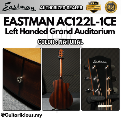 Eastman AC122L-1CE Left Handed Grand Auditorium Acoustic Electric Guitar, Solid Top with using Fishman Sonitone Natural