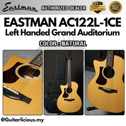 Eastman AC122L-1CE Left Handed Grand Auditorium Acoustic Electric Guitar, Solid Top with using Fishman Sonitone Natural