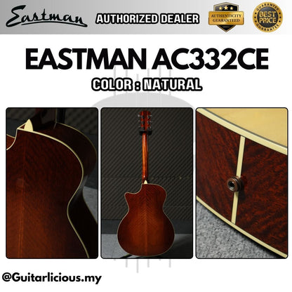 Eastman AC322CE Grand Auditorium Solid Sitka Spruce Top Acoustic Guitar w LR Baggs Element EAS VTC - Natural AC322CE-NAT