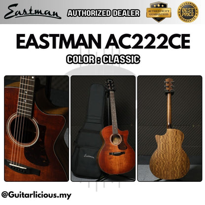 Eastman AC222CE Grand Auditorium Solid Sitka Spruce Top Acoustic Guitar with Fishman Sonitone - Classic ( AC222CE-CLA )