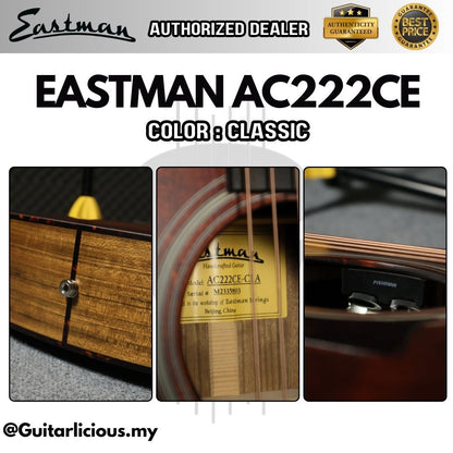 Eastman AC222CE Grand Auditorium Solid Sitka Spruce Top Acoustic Guitar with Fishman Sonitone - Classic ( AC222CE-CLA )