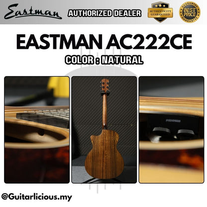 Eastman AC222CE Grand Auditorium Solid Sitka Spruce Top Acoustic Guitar with Fishman Sonitone - Natural ( AC222CE-NAT )